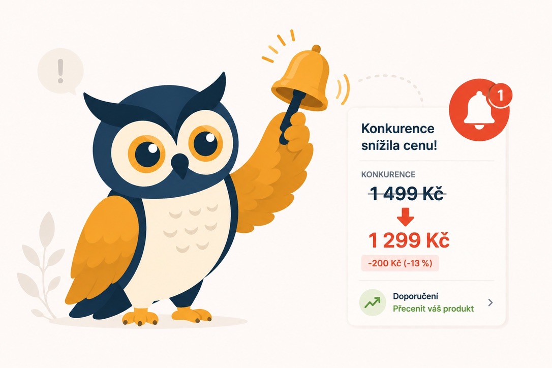 GuruWatch zvoní na zvonek a upozorňuje, že konkurence snížila cenu z 1 499 Kč na 1 299 Kč