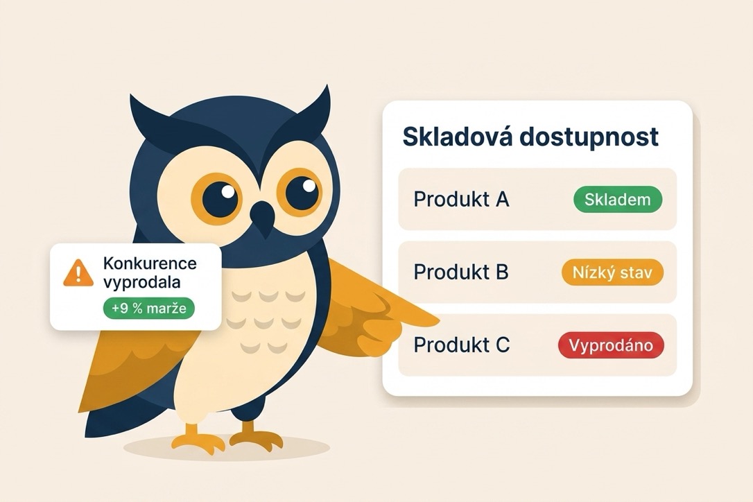 GuruWatch ukazuje skladovou dostupnost produktů u konkurence - skladem, nízký stav, vyprodáno